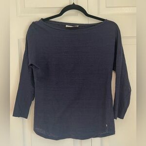 SO CAPRI Italian 3/4 Sleeved Navy Blue Top